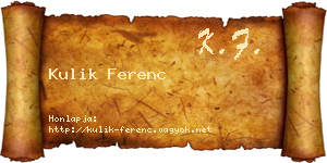 Kulik Ferenc névjegykártya